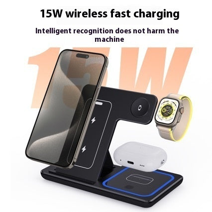 15 W 3 w 1 LED Szybka bezprzewodowa ładowarka stojak składana stacja ładowania dla smartfonów 15 14 13 12 11 iWatch 9 8 7 6 5 Airpods Pro