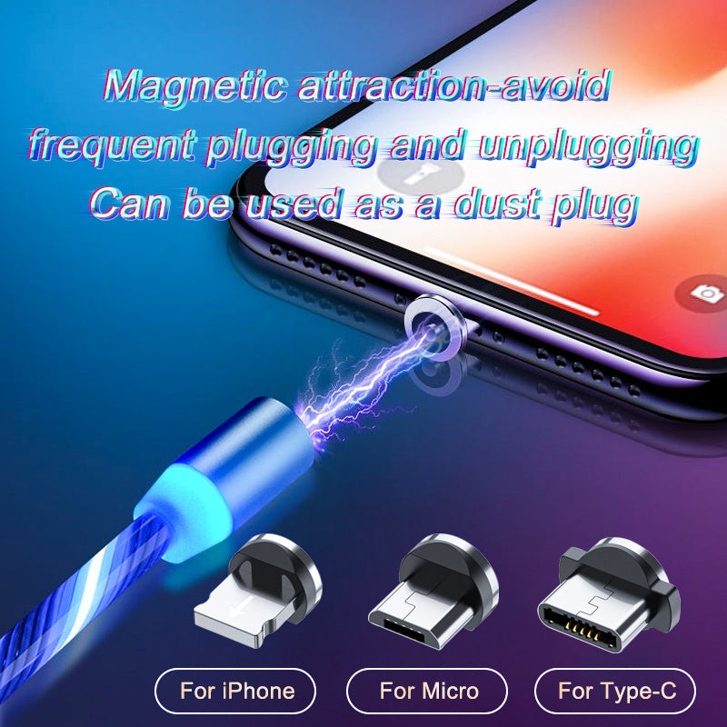 Magnetyczny kabel ładujący Streamer Szybki kabel ładujący Kabel oświetleniowy Micro USB Kabel LED Magnetyczna ładowarka typu C